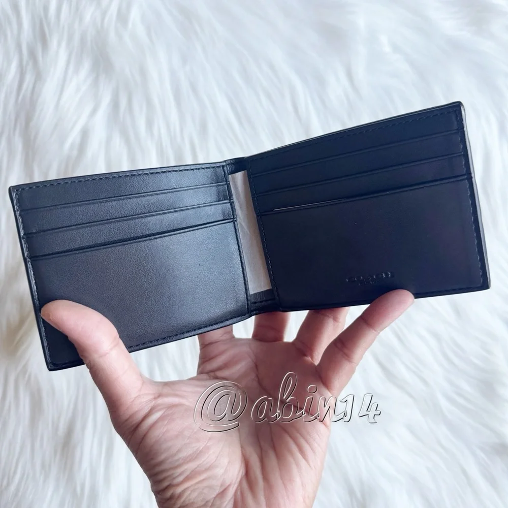NWOT Coach Slim Signature and Leather Varsity Stripe Slim Billfold Wallet